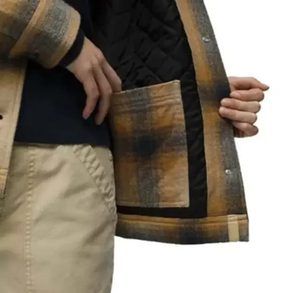 Prana Bridges Flannel Jacket Women's Small Sandstone Quilted Lining Chore Coat - Picture 4 of 13